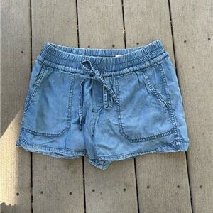 Tencel Blue Drawstring Shorts